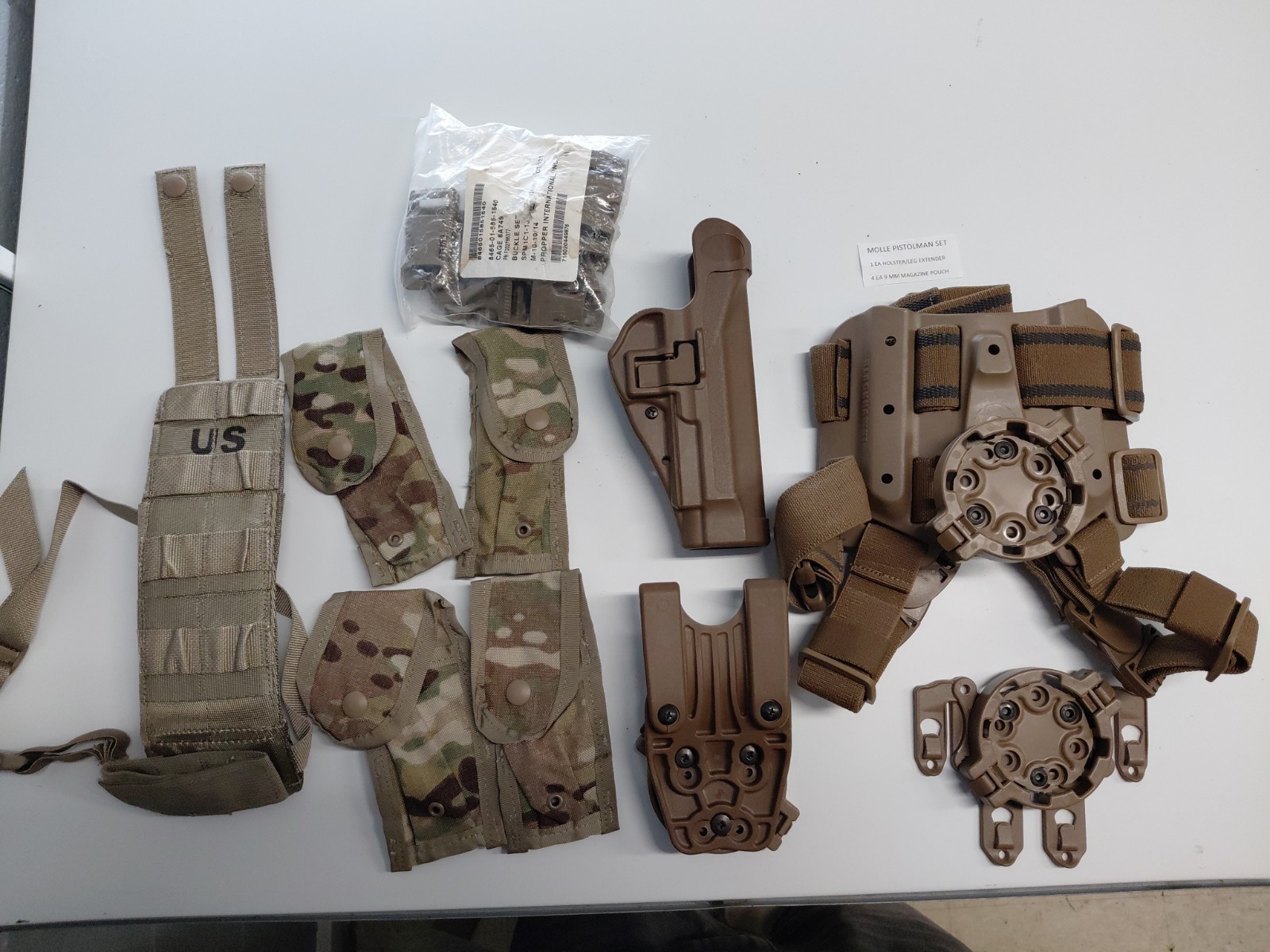 US Pistolman Sets Drop Leg Holster Extender & Mag Pouches ACU New Dealer Lot