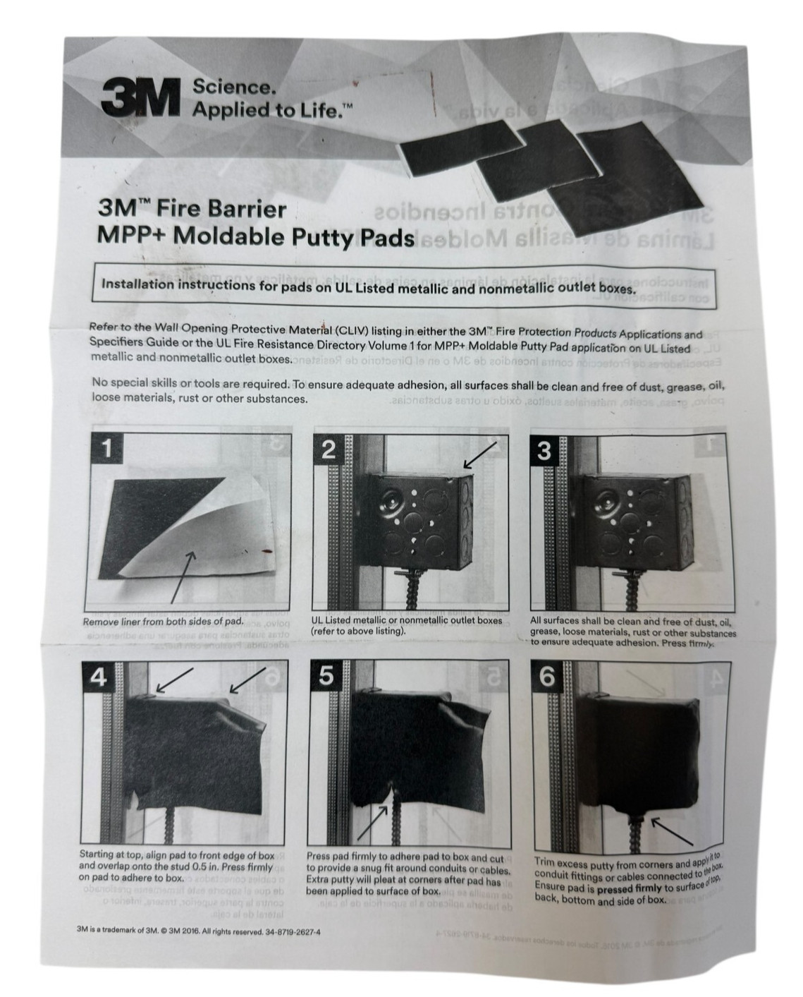 3M Fire Barrier Moldable Putty Pads MPP+ (7" x 7") 3M/ 1D12A2