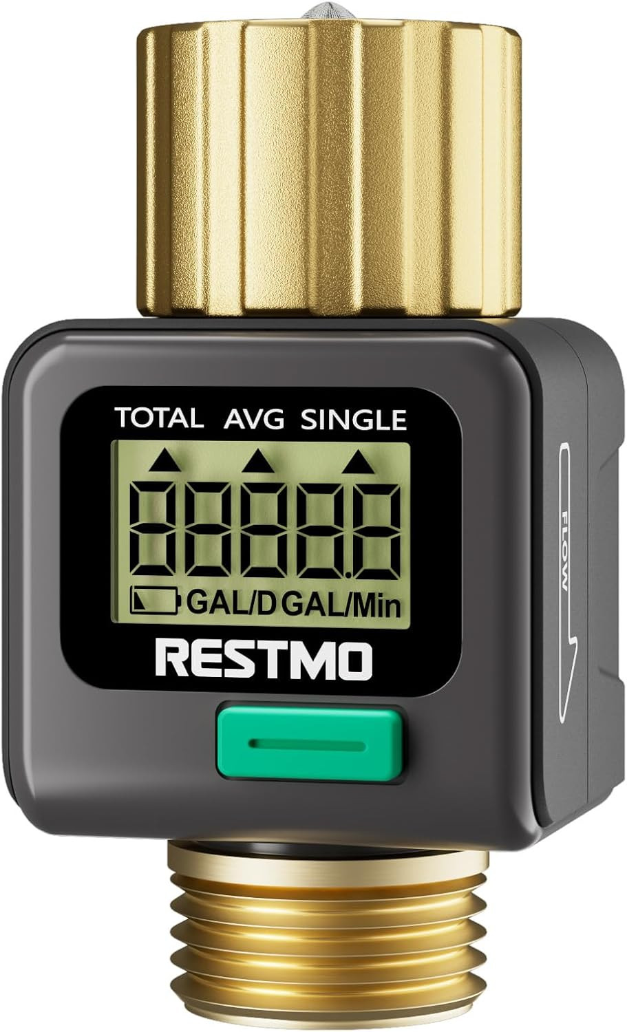 RESTMO Water Flow Meter with Brass Inlet & Outlet, Measure Gallon/Liter Consumpt