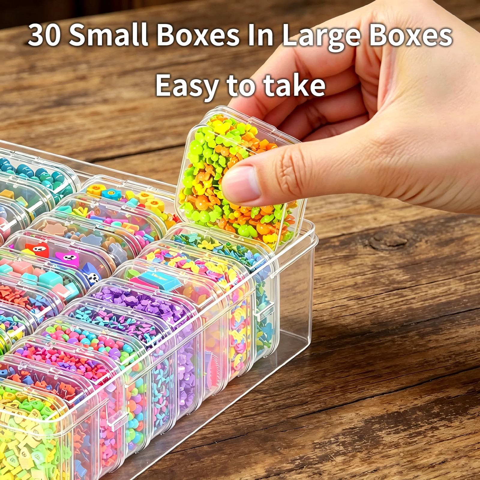 VANSUNS Bead Organizer Box, 31 Pcs Clear Plastic Storage Containers with Hing...