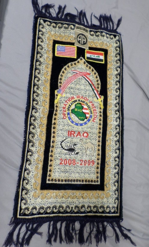 HANDMADE IRAQI FREEDOM OIF 82ND AIRBORNE DEPLOYMENT 2008-2009 MINI CARPET 25X13