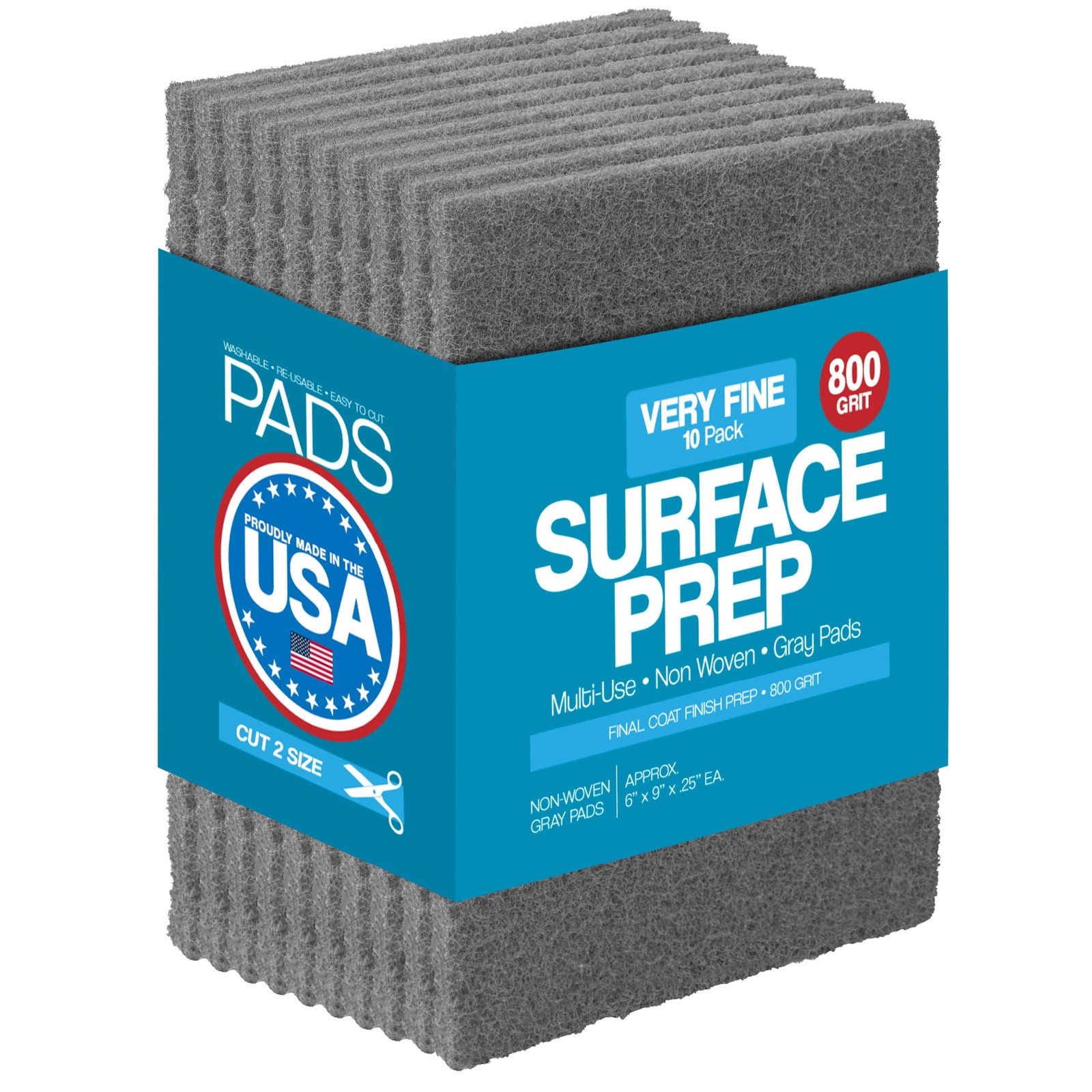 Peachtree 6"x9" Scuff Pads 800 Grit Gray 10 Pack