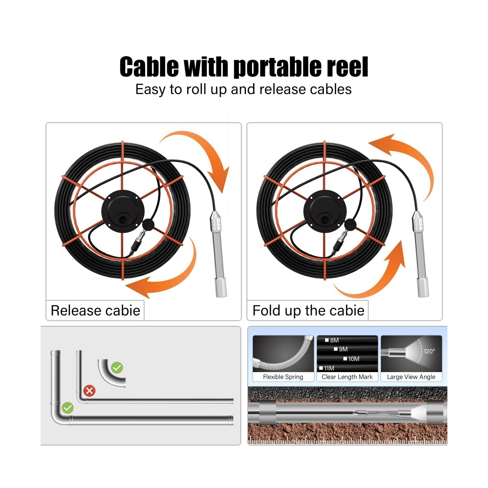 Sewer Camera 100FT/30M Borescopes Plumbing Snake Pipe Inspection Camera DVR &...