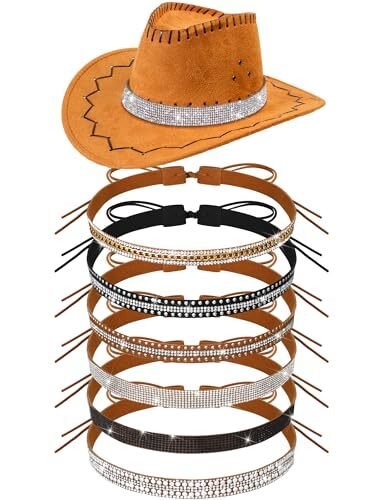 6 Pcs Bling Rhinestone Hat Band Rhinestone Cowboy Hat Bands Stylish Style