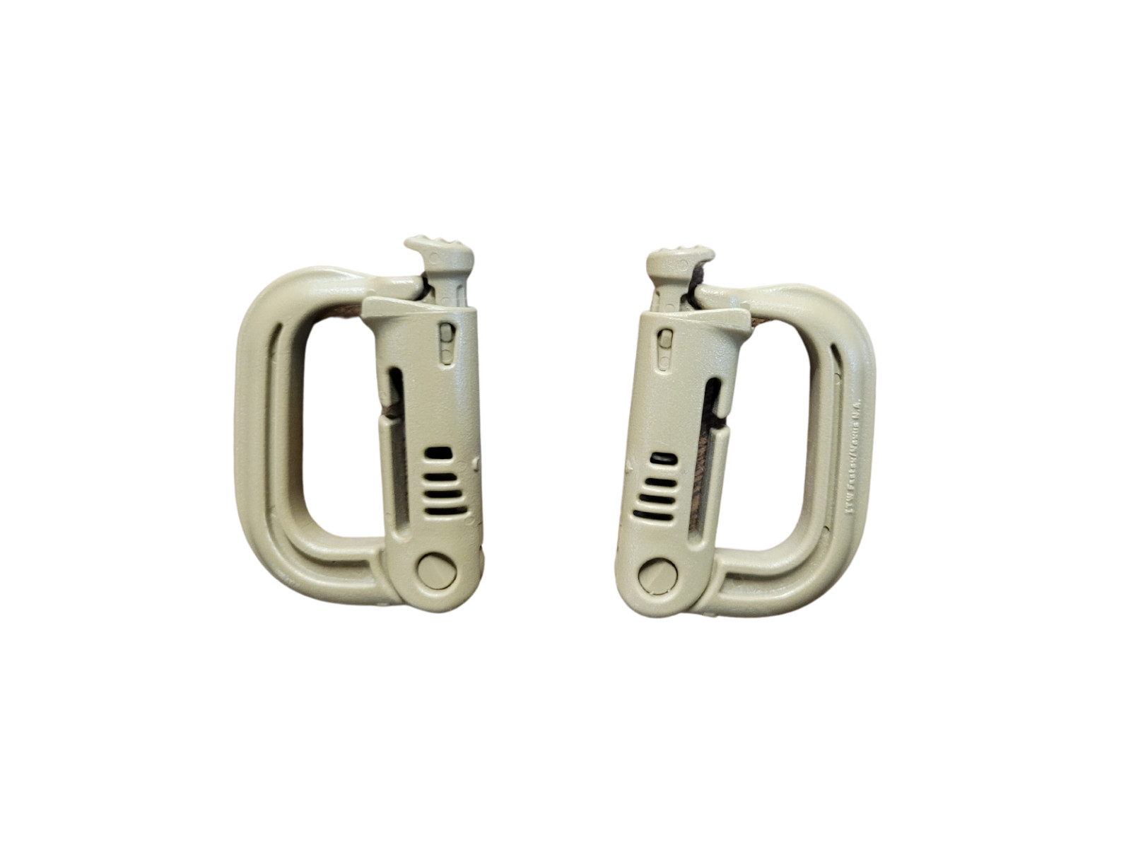 USMC GrimLoc D-Ring Locking Carabiners, Coyote 2-Pack - Used Good *mocinc.1982*
