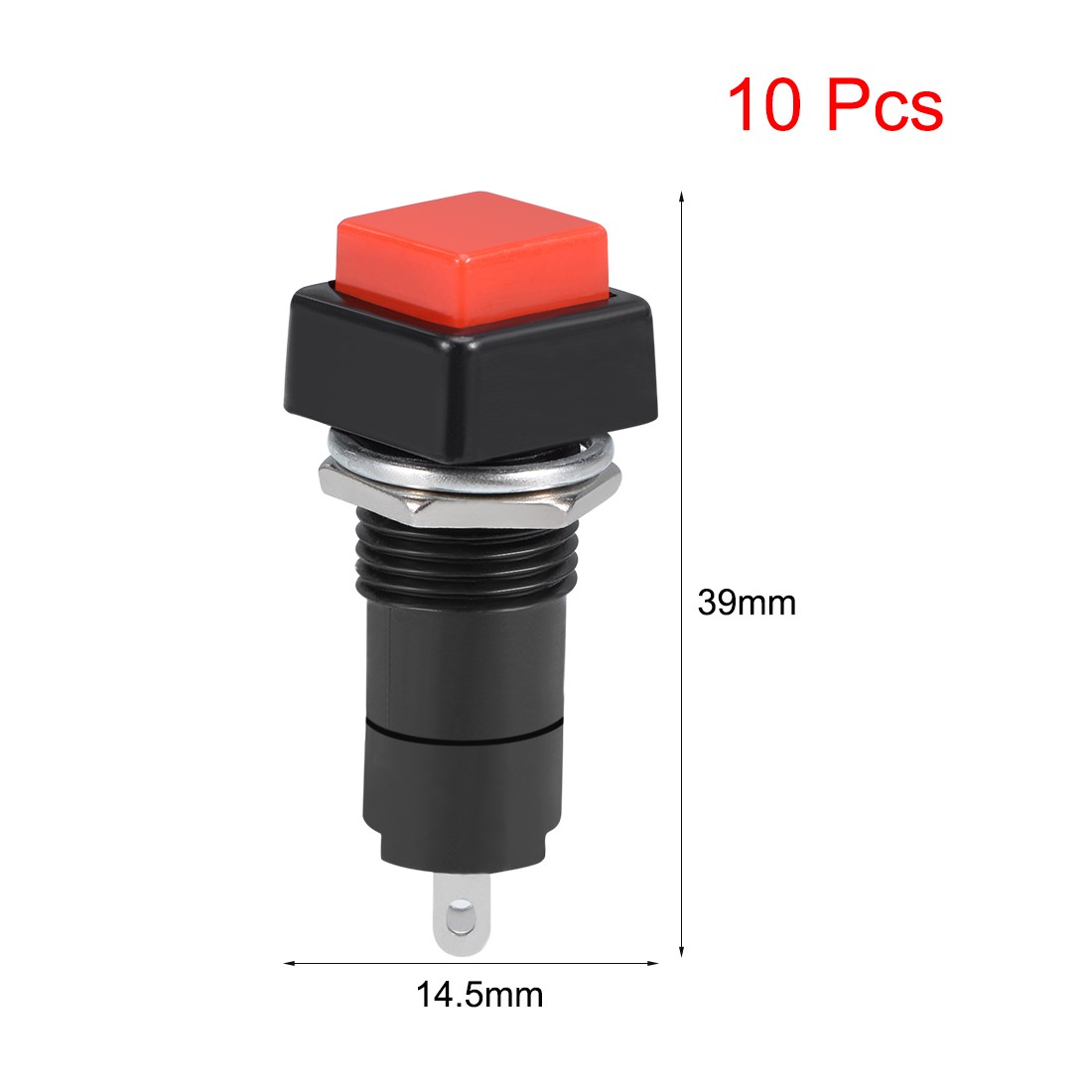 10pack 12mm Red Momentary Push Button Switch Square Flat Button SPST NO