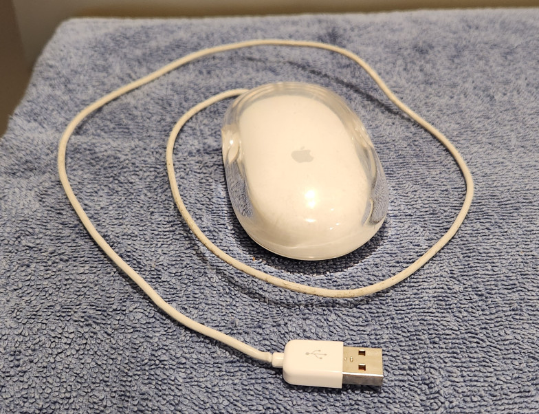 Apple Vintage White Clear Case G4 era Mouse USB Model M5769 in Working Condition