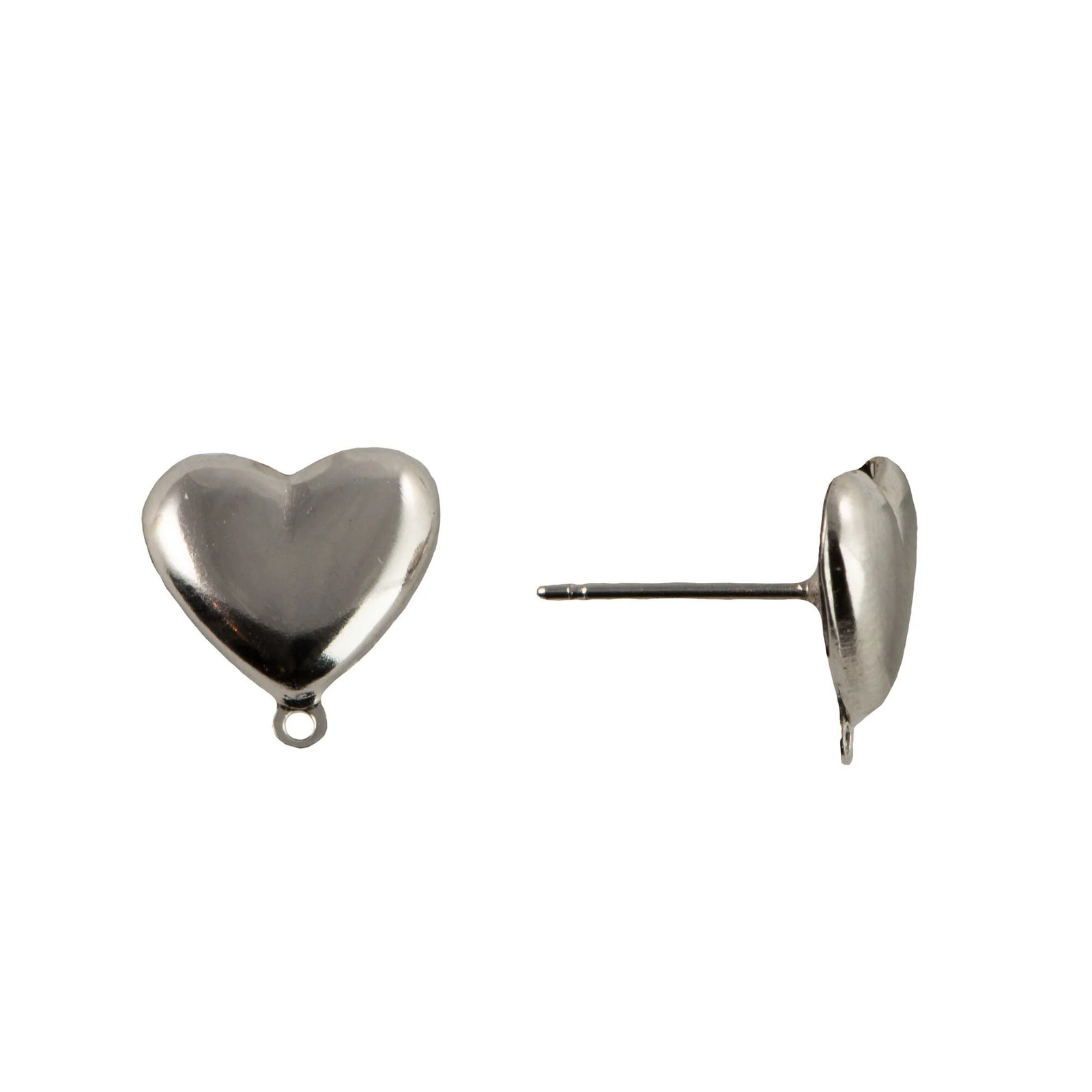 11mm Surgical Steel Heart Earring Posts with Loop (12)