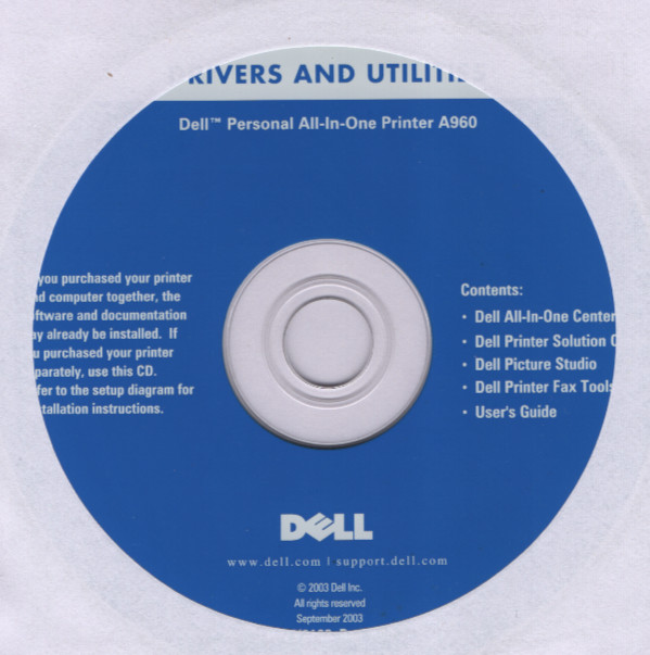 Dell Personal All-in-One Printer A960 Drivers Utilities User Guide CD-ROM (2003)