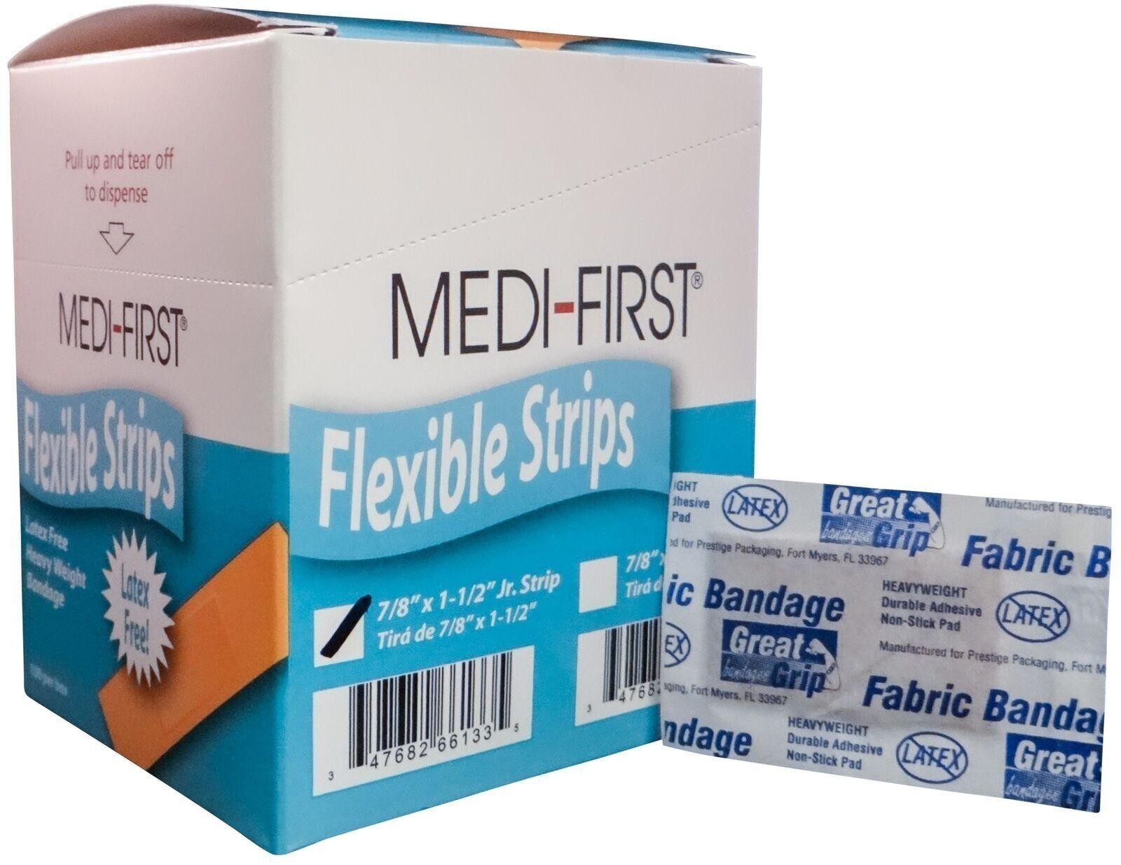 100 Pieces, 7/8" x 1 1/2", Adhesive Bandage Junior Strip Heavy Weight Fabric