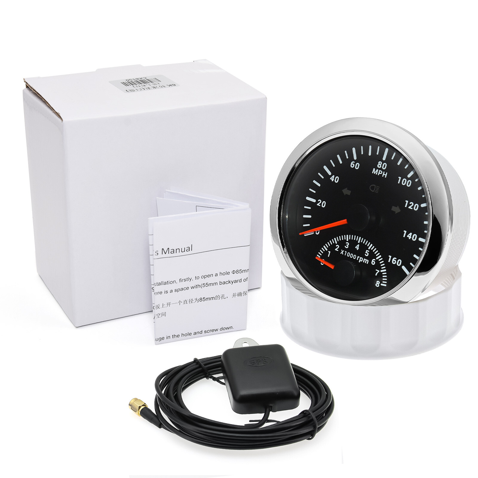85mm GPS Speedometer 0-160MPH with Tachometer Gauge 0-8000RPM for Car Motorcycle