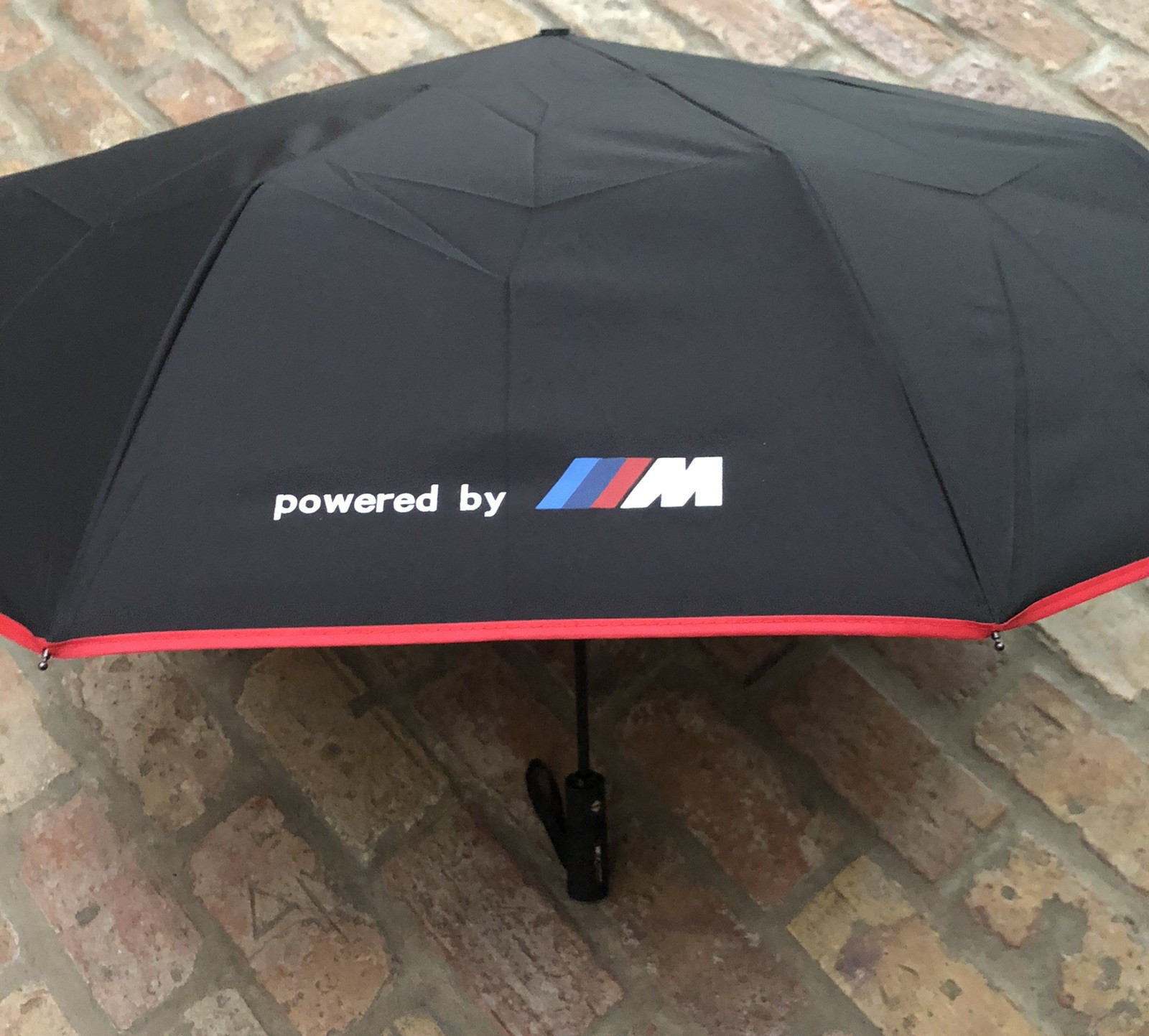 BMW Motorsport M Series Compact Travel Umbrella – Black + Red Trim