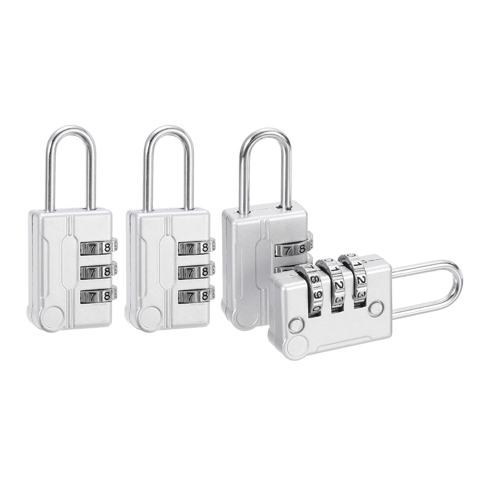 4Pcs Resettable 3 Digit Combination Lock Code Padlock, Gray (56 x 24mm)