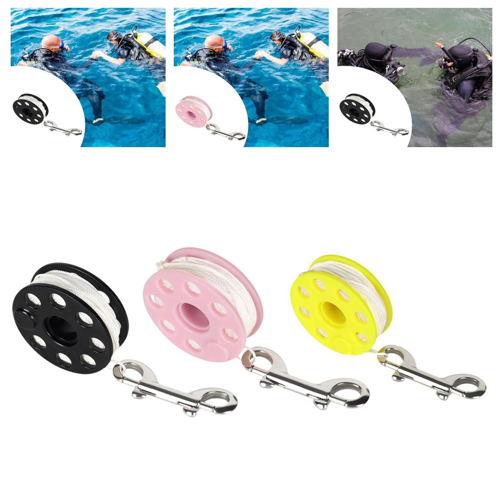 Scuba Diving Reel with Double Ended Bolt Snap Clip for Underwater Freediving