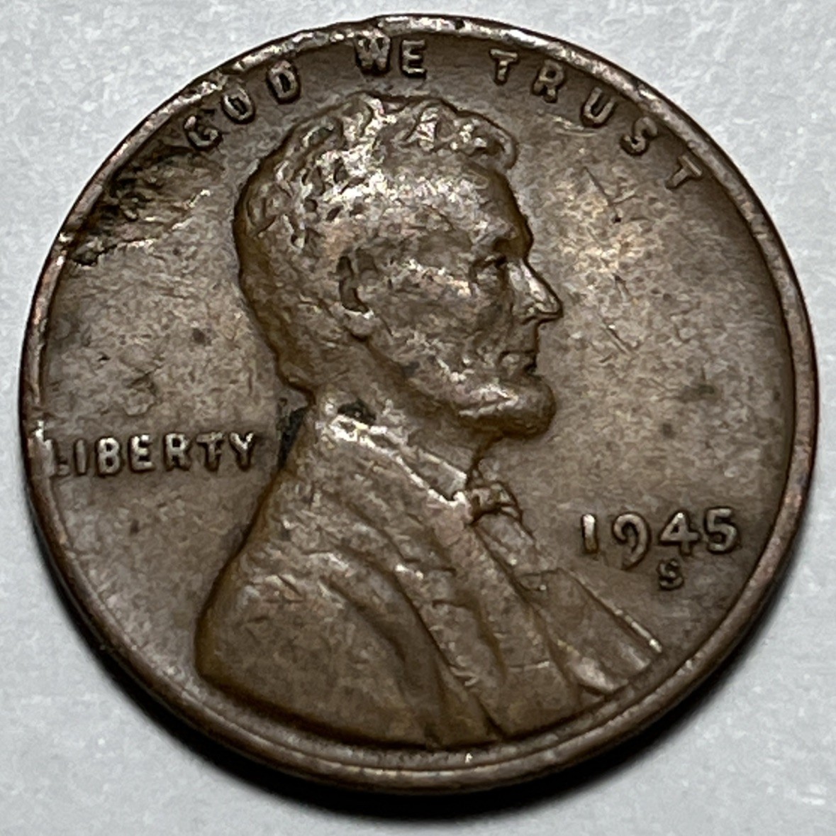 1945 S Wheat Penny Errors Major Strike Through Both Sides