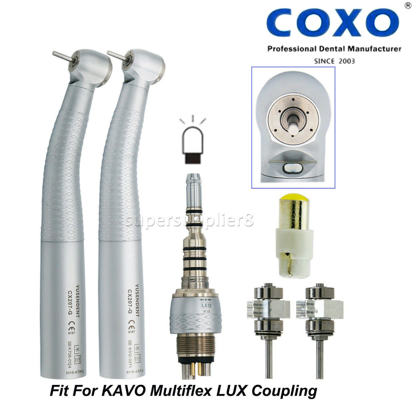 COXO Dental Handpiece Fiber Optic High Speed Turbine CX207-G For KaVo Coupling