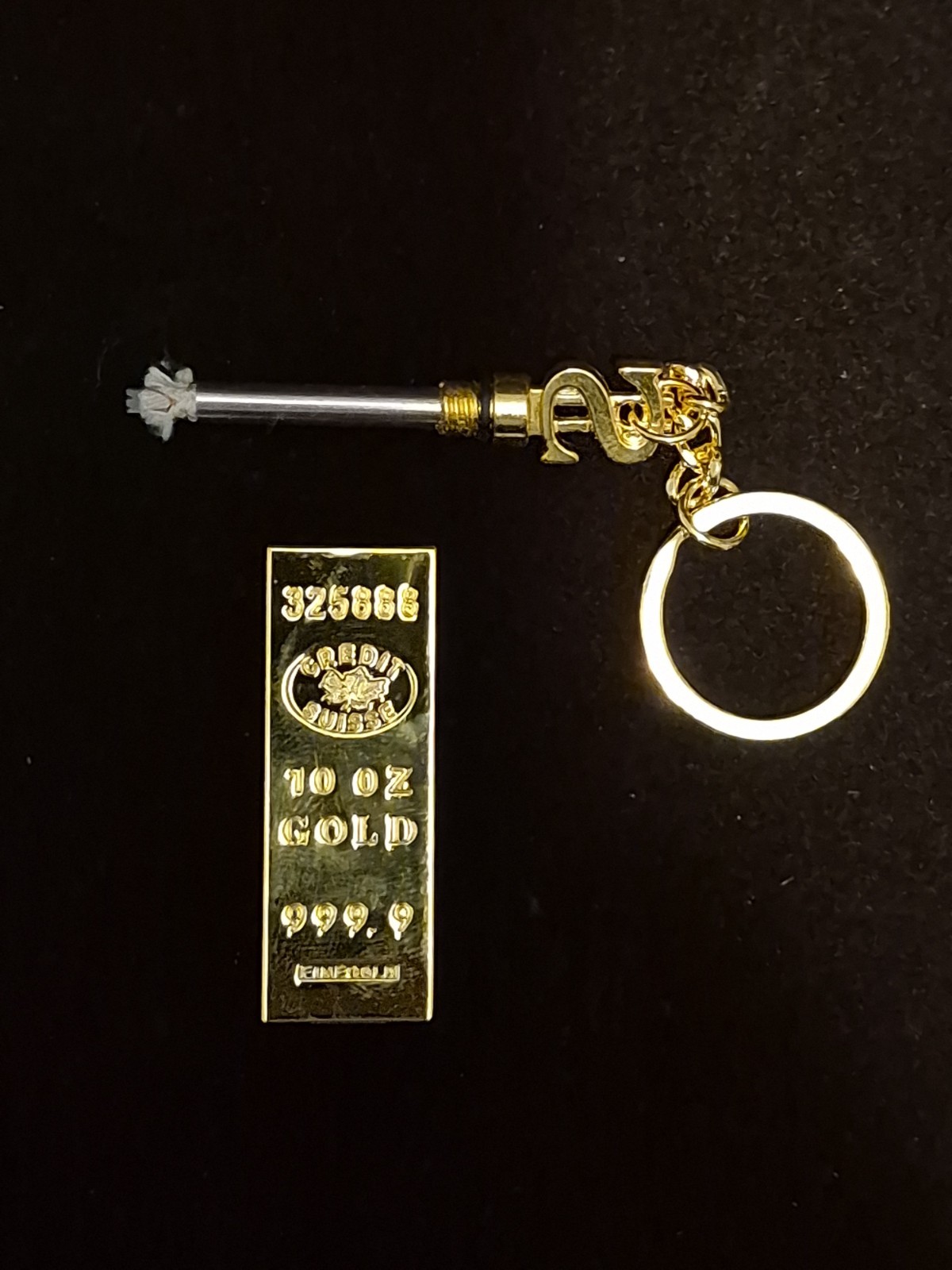 10000 Matches Gold Bar Keychain Kerosene Lighter Waterproof Reusable EDC Tool
