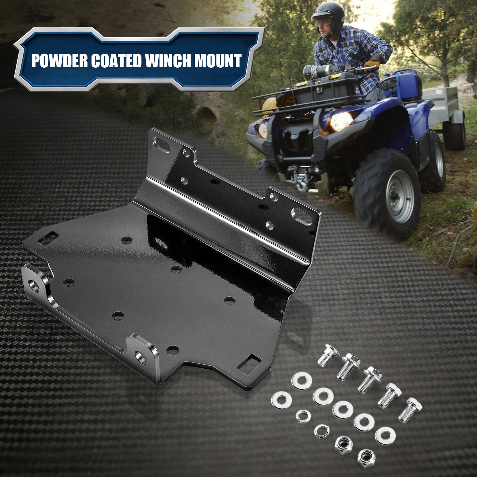 Black Powder Coated Winch Mounting Bracket Fit Yahmaha Grizzly 700 2007-2015