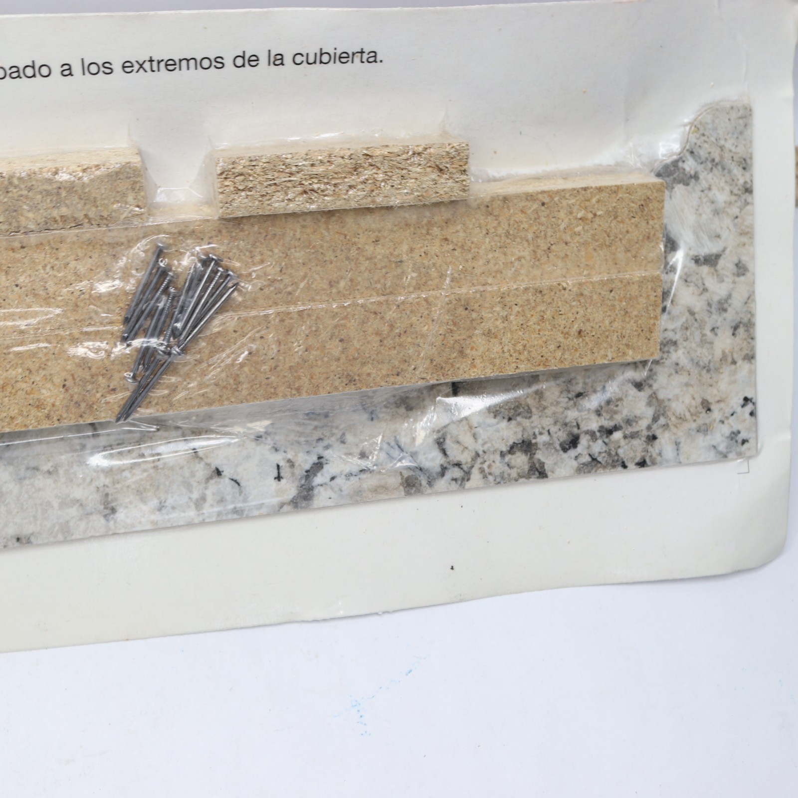 Laminate Endcap Kit for Countertop with Integrated Backsplash in Typhoon Ice