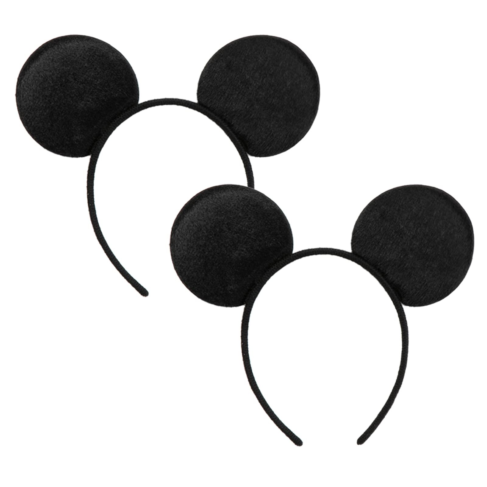 CHuangQi Mouse Ears Headband (Set of 2), Solid 2 Count (Pack 1), Black