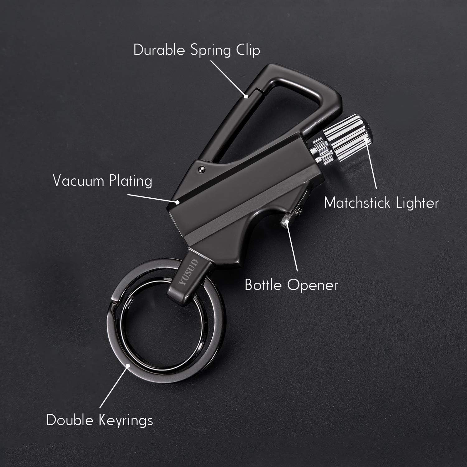 Multi-Function Black Flint Fire Starter Keychain - Ideal for Camping & Hiking