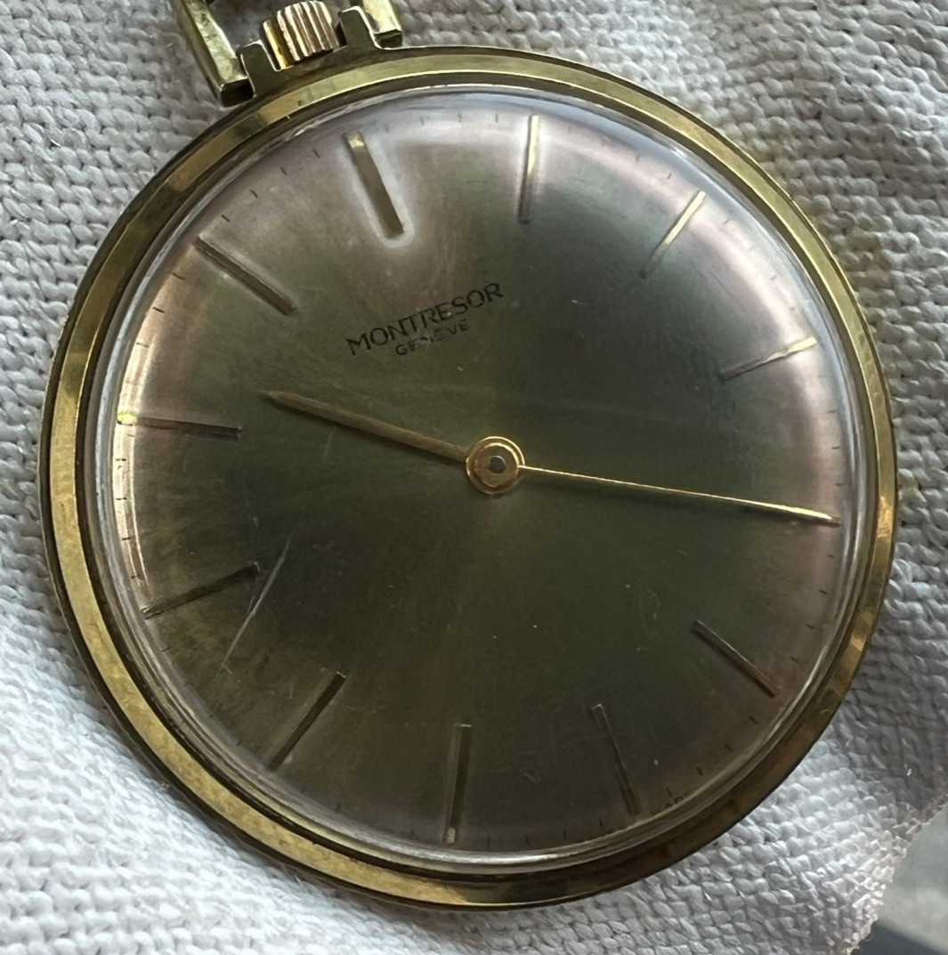 99.Montresor geneve swiss made pocket watch 17 Jewels 10 gold plated 40.6 mm run