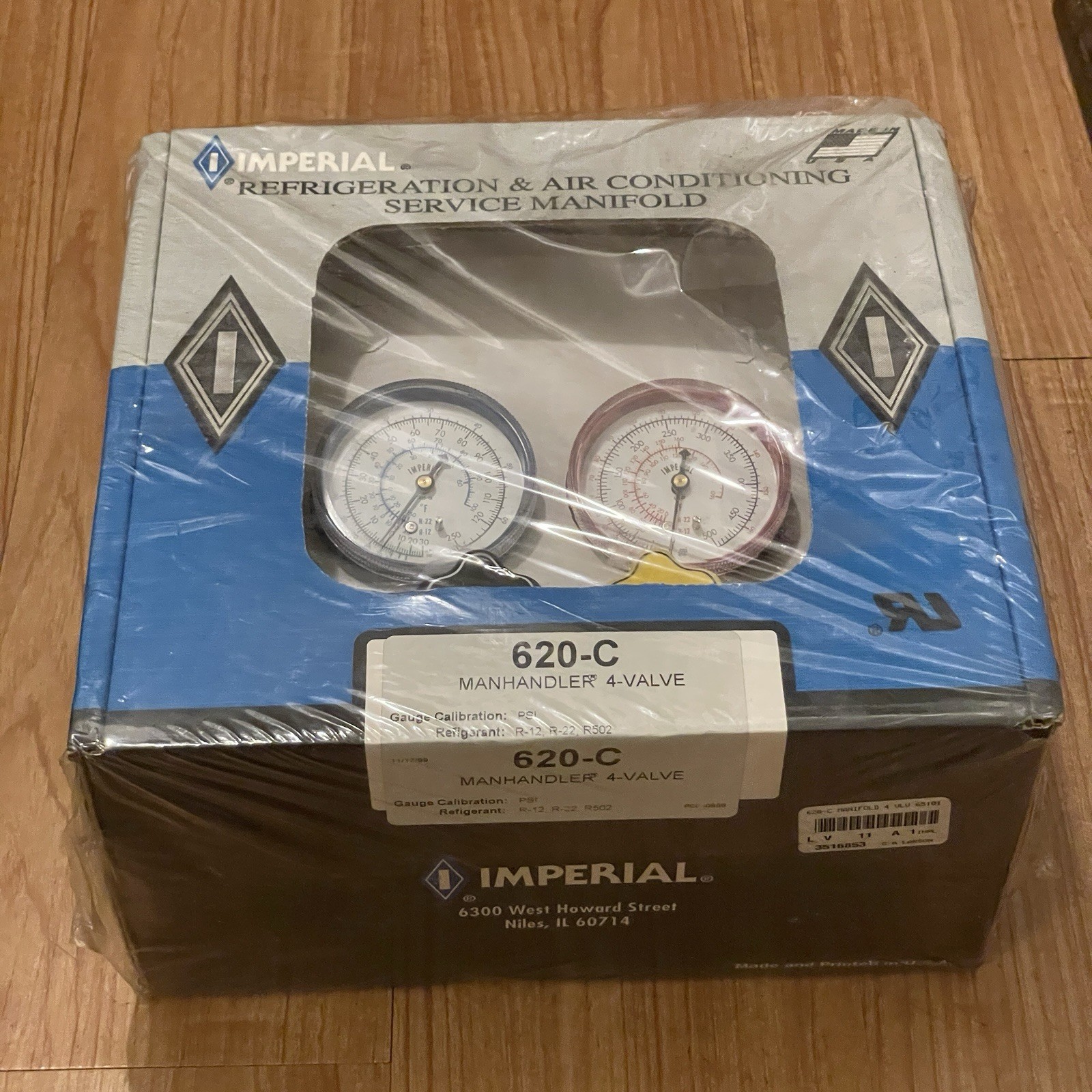 IMPERIAL USA 620-C MANHANDLER 4-VALVE Mechanical Manifold Gauge R12 R22 R502