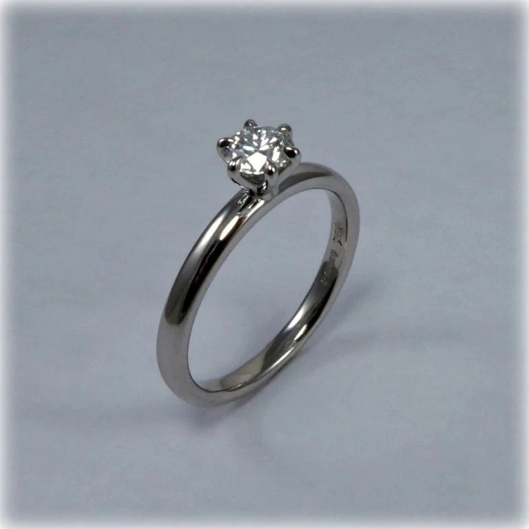0.75 Ct Round Cut Lab-Created VVS1 Diamond Engagement Ring 14K White Gold Plated