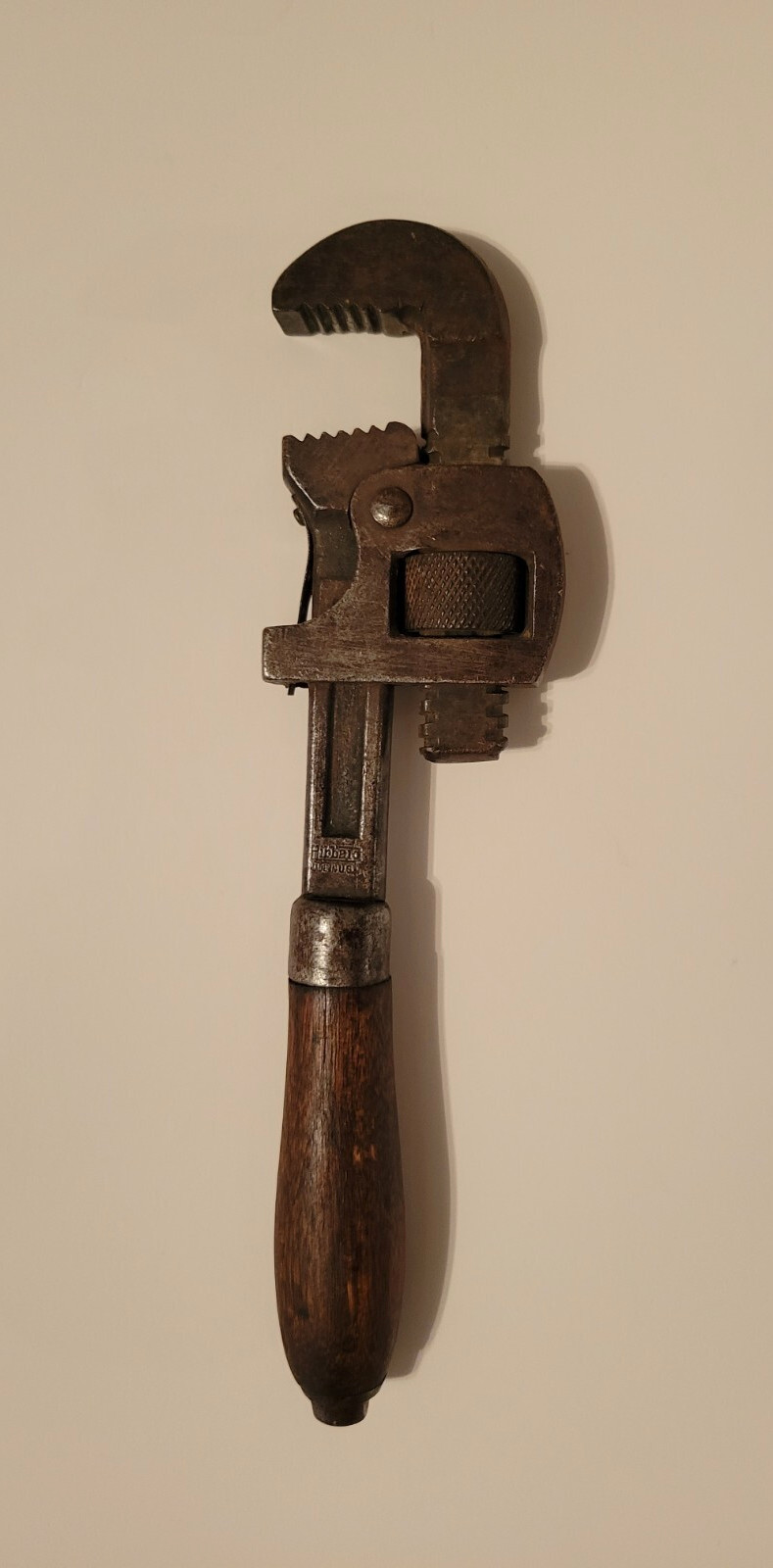 Vintage Hibbard No 8 Wood Handled Pipe Monkey Wrench Made In USA