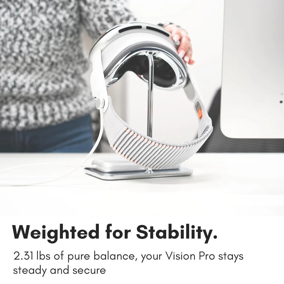Apple Vision Pro Stand with Battery Holder - Stable Heavy Base Display Cradle