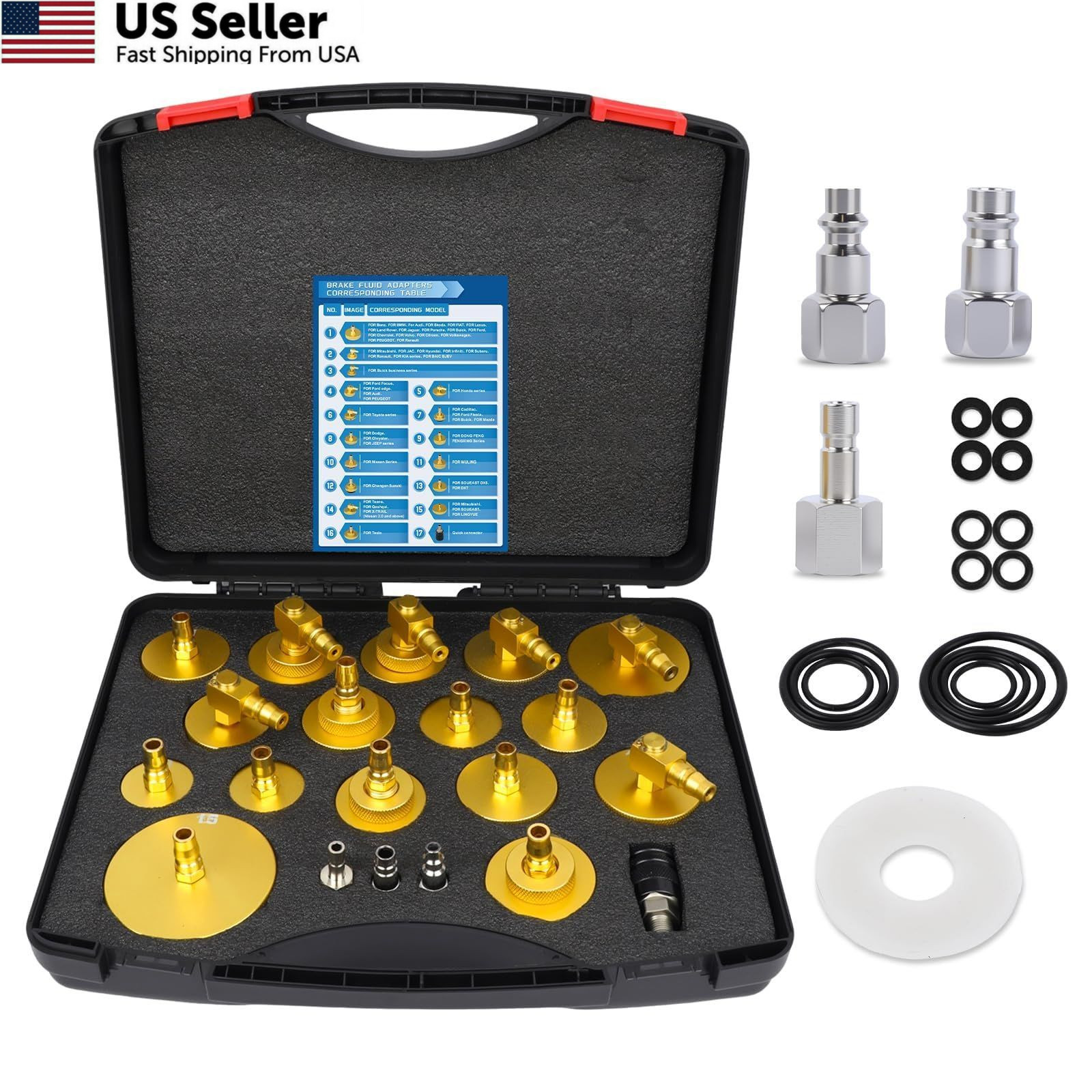 MOTOCOCHE 20Pcs Aluminum Brake Bleeder Adapter Kit with Quick Connectors