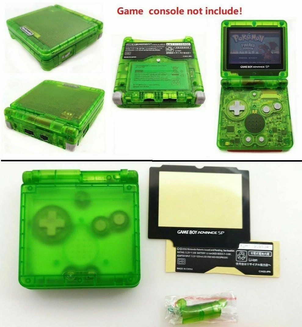 GBA SP Game Boy Advance SP Replacement Housing Shell Transparent Clear Green