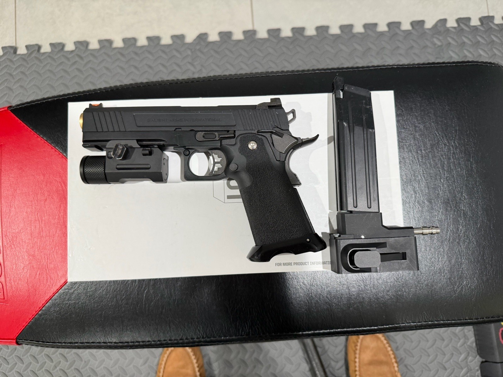 Airsoft Pistol With HPA M4 Style Magazine Adapter + Flashlight