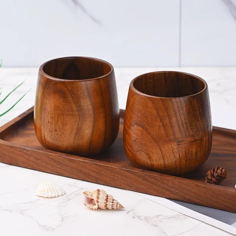 Retro Handmade Jujube Wood Tea Cup 160ML Natural Wooden Reusable Kitchen Cup