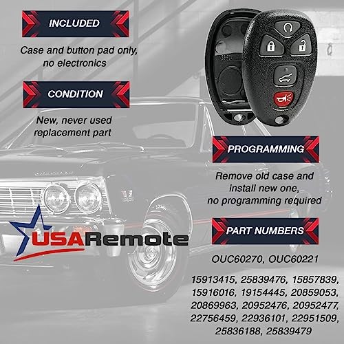 Key Fob Shell fits 2007-2015 Buick Cadillac Chevy GMC Saturn Keyless Entry