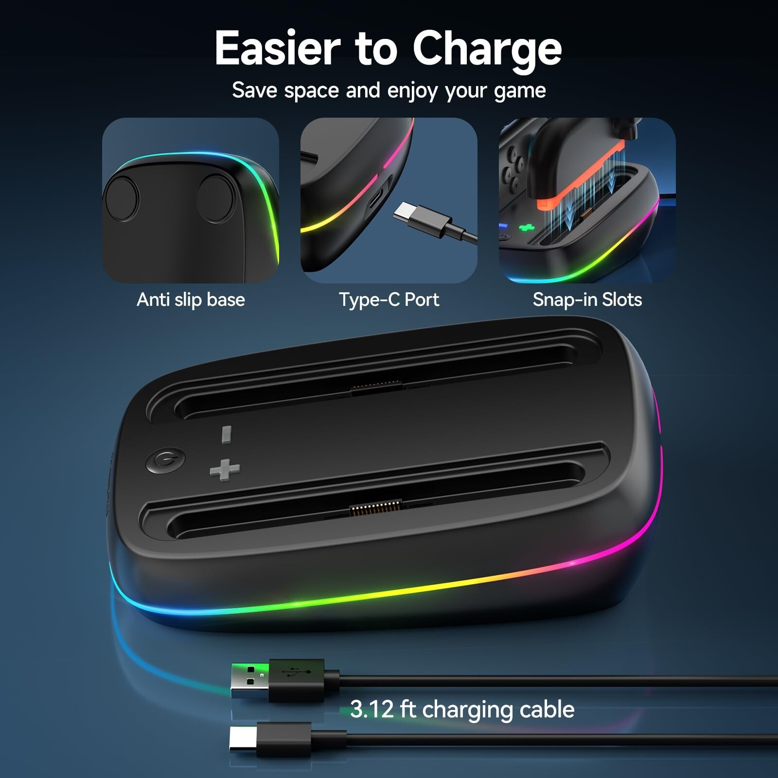 Controller Charging Dock for Nintendo Switch 2/Joy Con Fast Charger Station