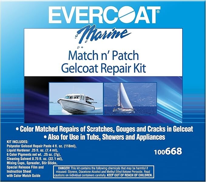 Evercoat Marine Boat Match n' Patch Fiberglass Gelcoat Repair Kit 100668