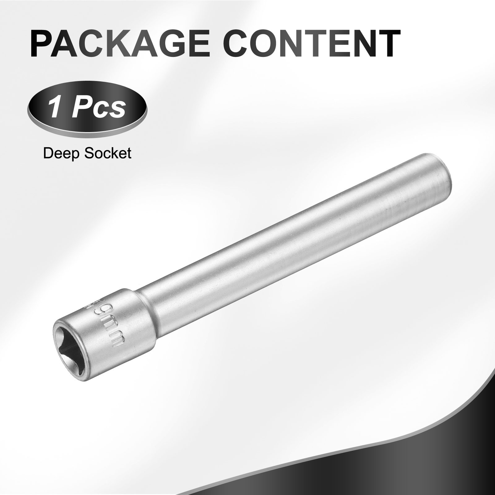 12 Points Deep Socket 3/8" Drive 9mm Nickel Plating Flip Sleeve 4.7" Long