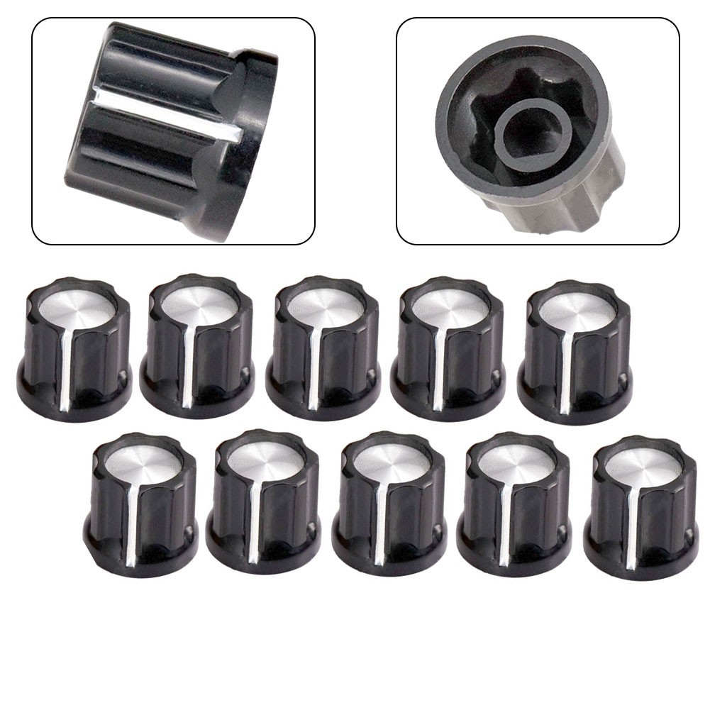 10pcs D Type 6mm Shaft Hole Volume Control Potentiometer Knob For Guitar Bass