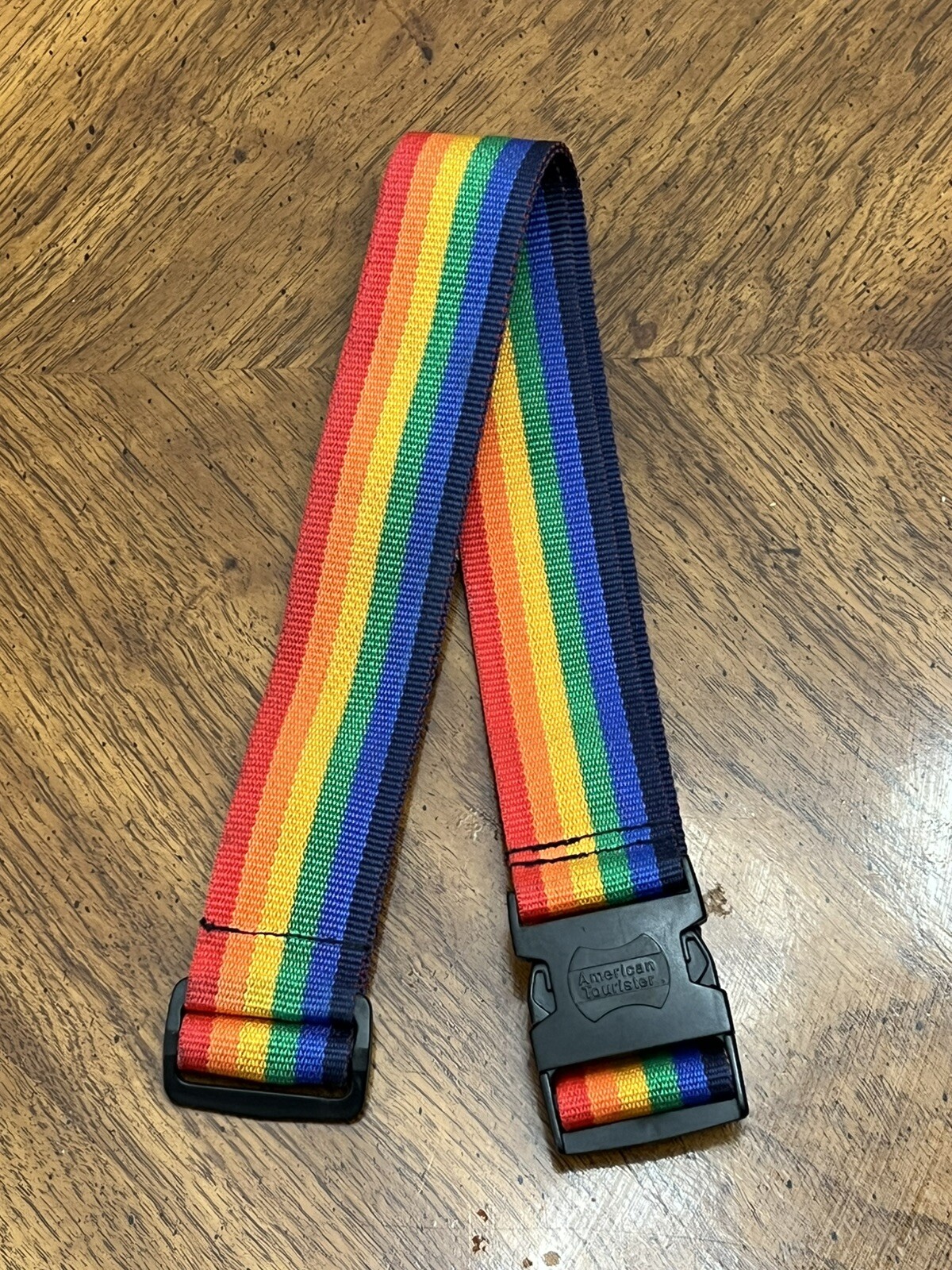 Vintage American Tourister Rainbow Color Buckle Strap Adjustable Luggage Strap