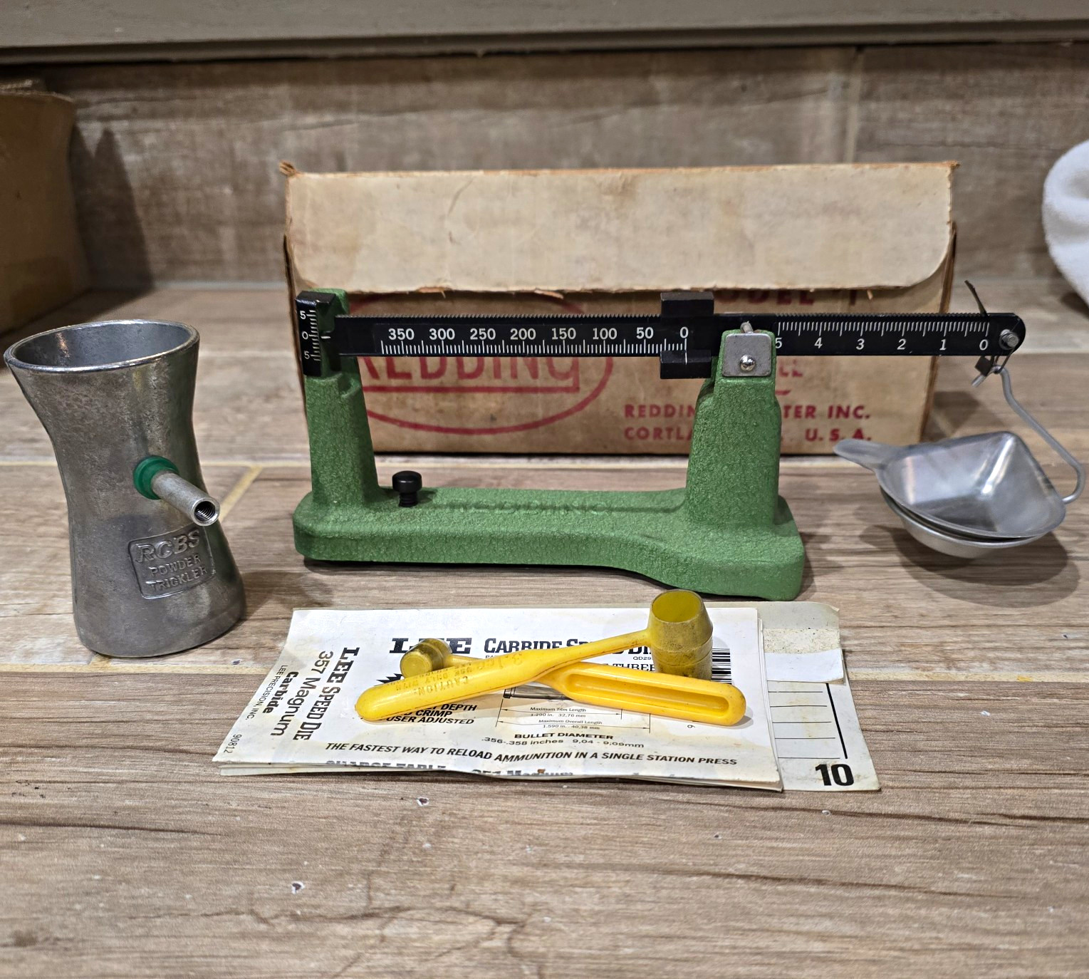 Ammunition Reloading, Redding Model 1 Powder Scale, RCB Powder Trickler, Scoops
