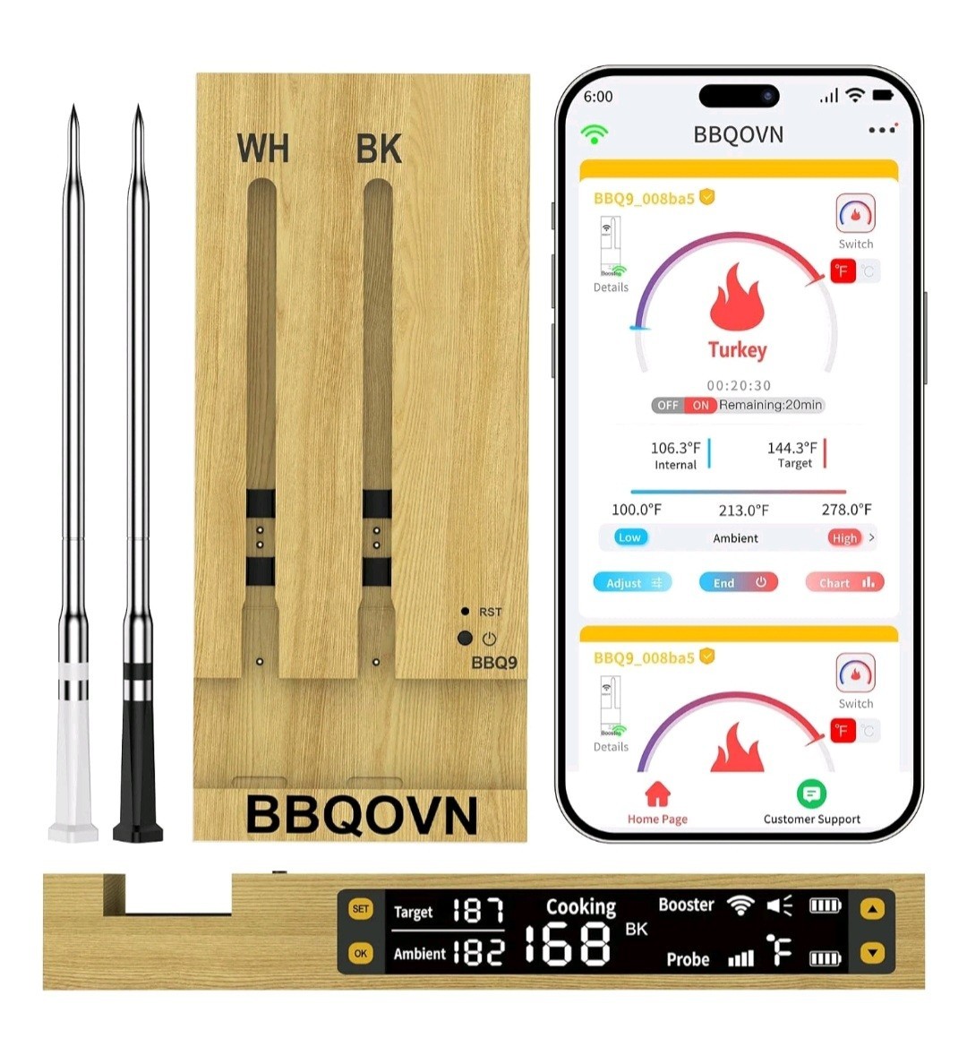 WIFI Wireless Meat Thermometer Unlimited Range 7 NIST Certified Accuracy