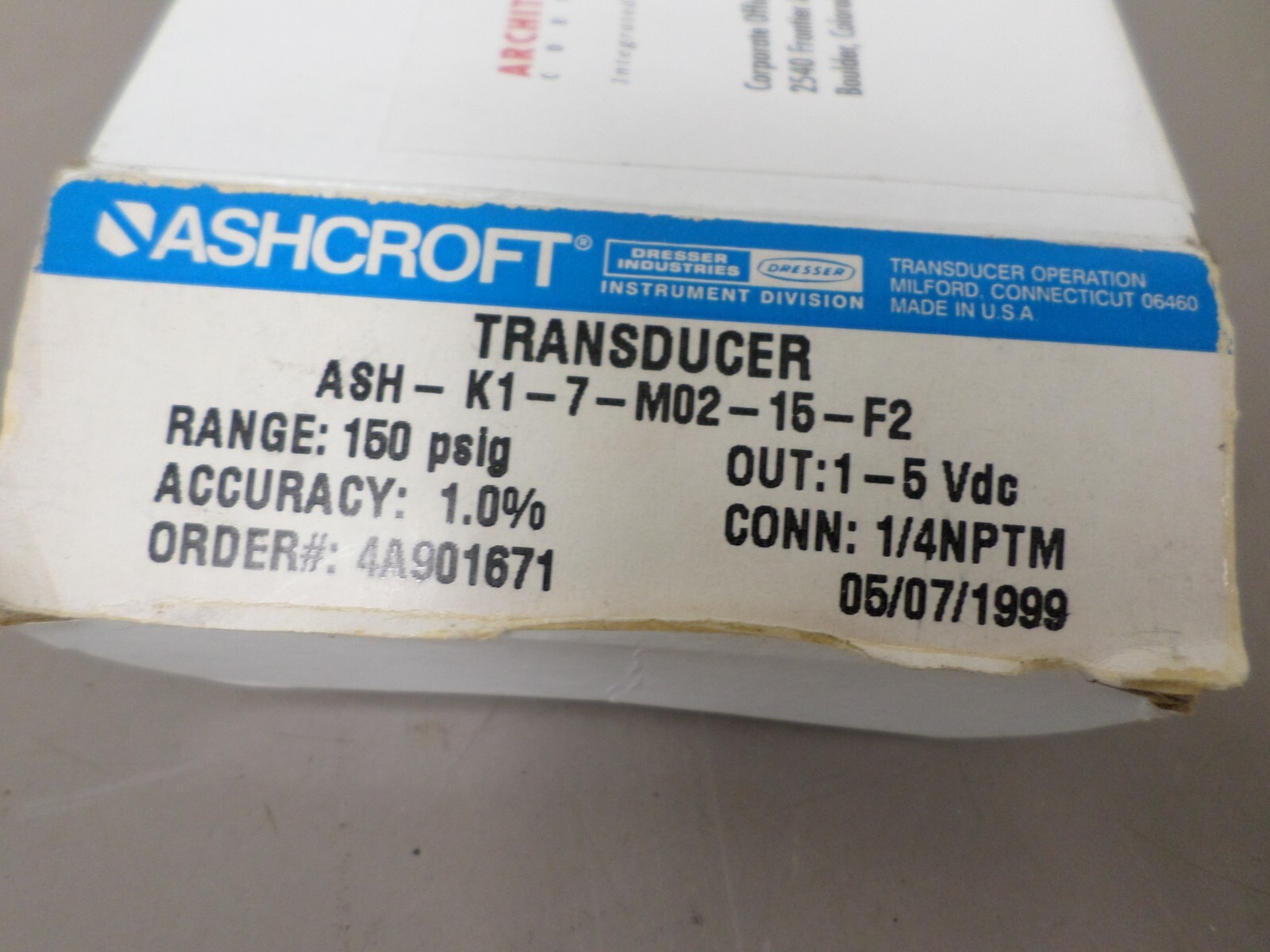 ASHCROFT K17M0215F150 Pressure Transducer