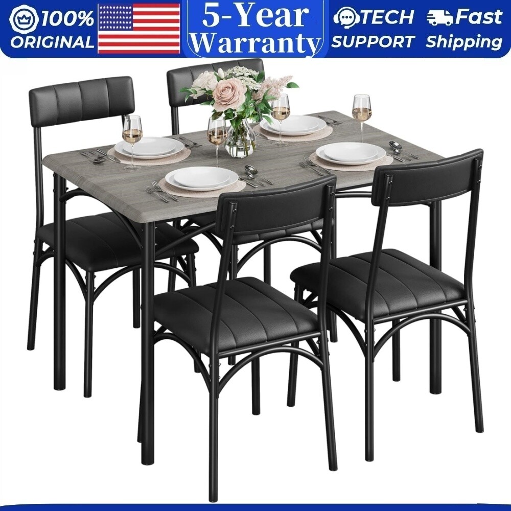 🔥5 Piece Dining Table for 4 Upholstered Chairs Small Table and Chairs Set of 4