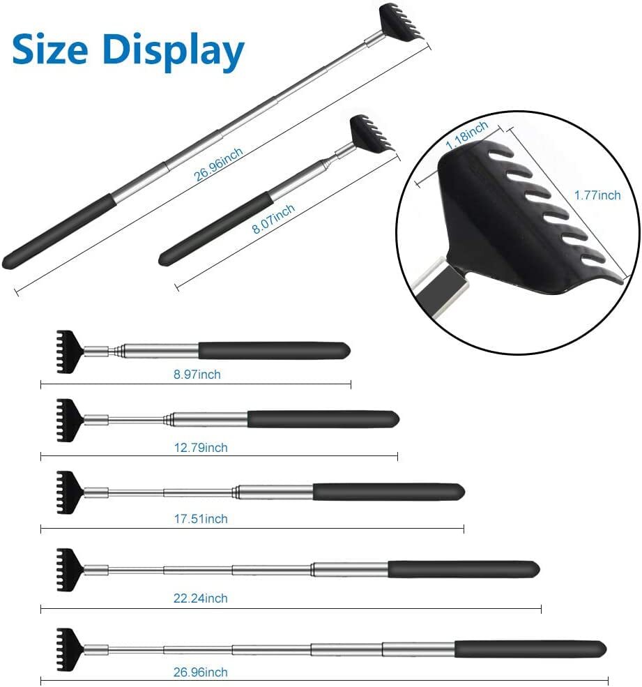 6 Pack Extendable Back Scratcher - Portable Telescoping Metal Back Scratcher