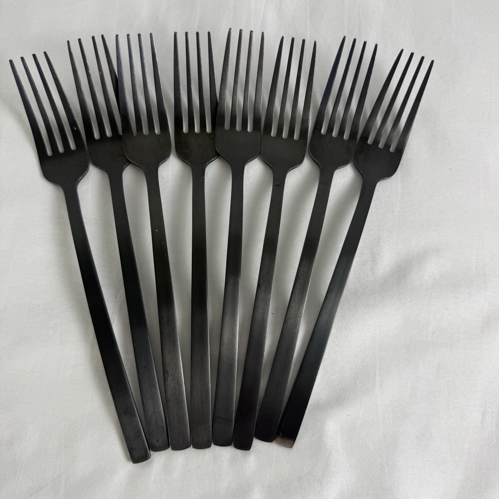 35 Piece Cambridge Cecil Black Satin Flatware Silverware Service For 7 Titanium