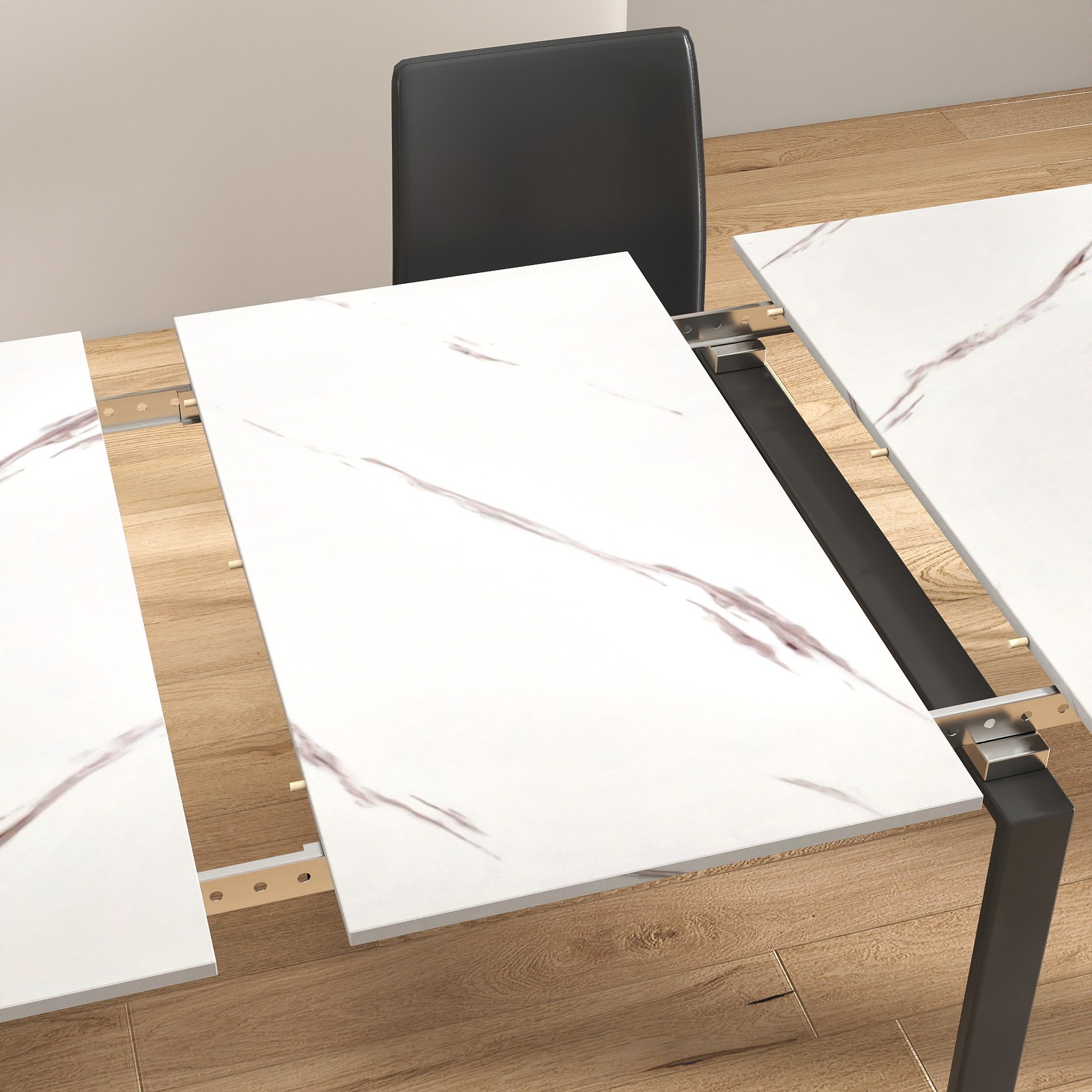 Modern Multifunctional Extendable Dining Table with Outlet, Space Saving Table