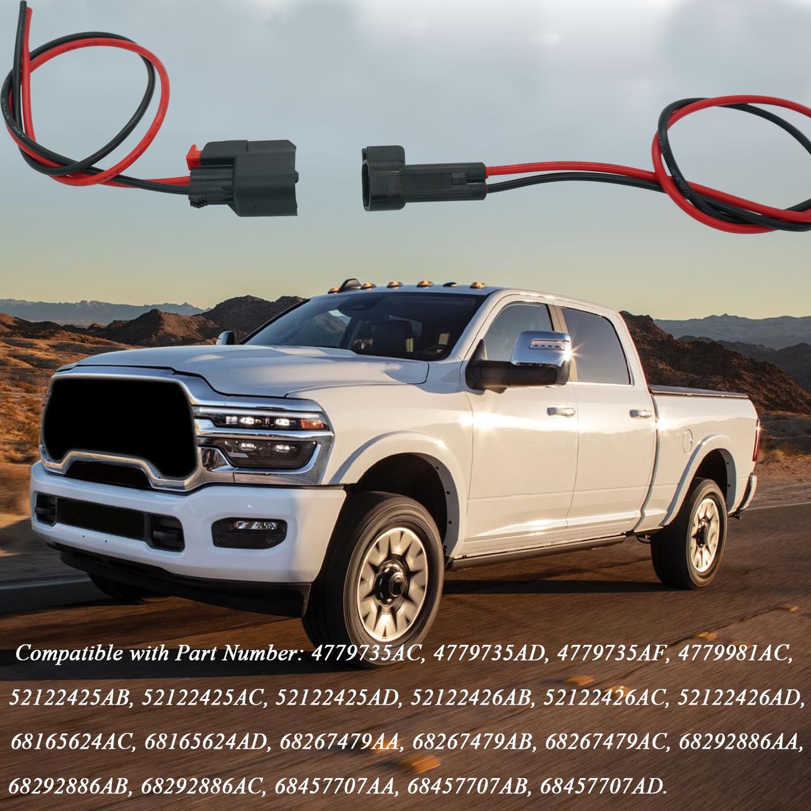 Micarun Set 2 Pins ABS Wheel Speed Sensor Connector Pigtail Harness Plug for ...