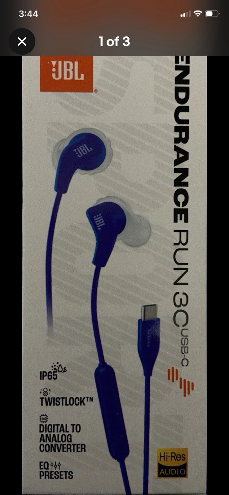 JBL Endurance Run 3C USBC Wire Handset (blue/white)