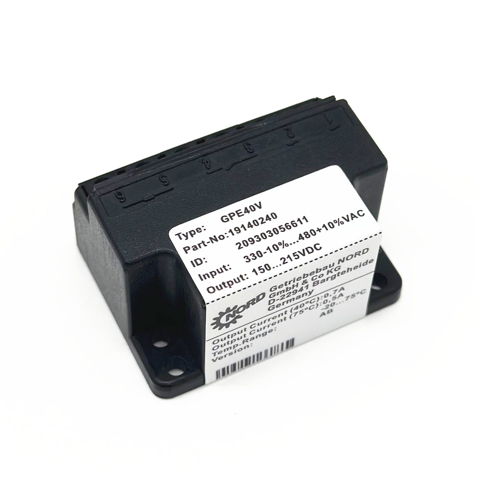 NORD GPE40V 19140240 330-10%...480+10%VAC 150...215VDC brake rectifier module